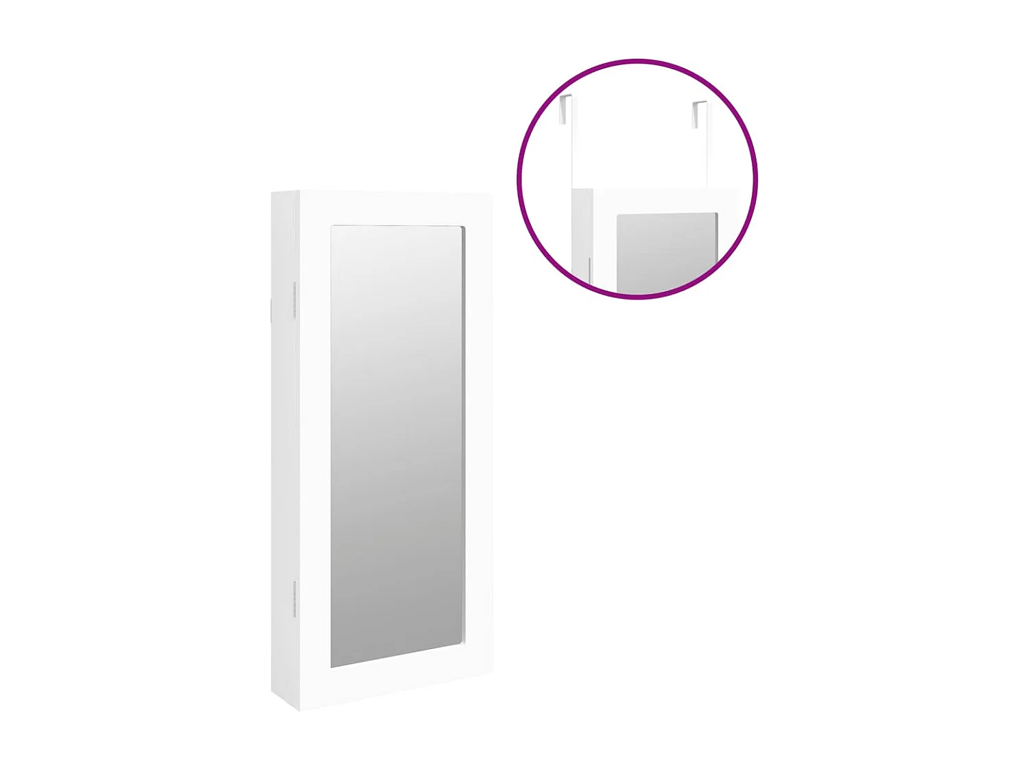 Armoire à bijoux avec miroir murale blanc 30x8,5x67 cm