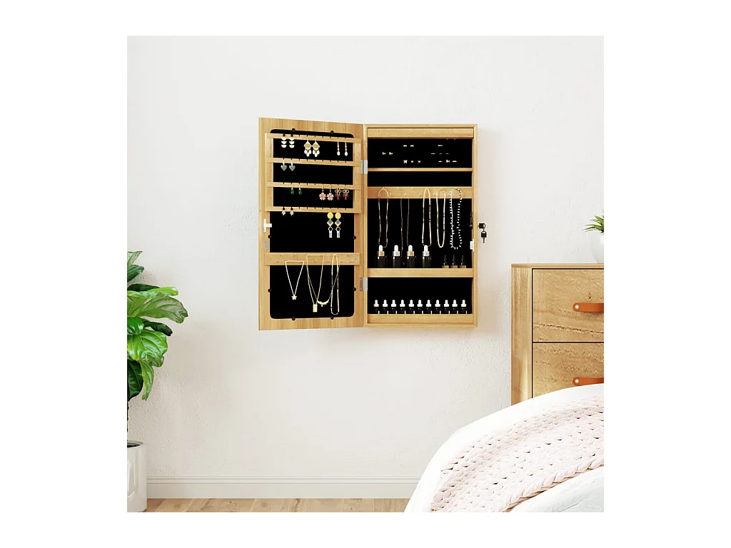 Armoire à bijoux avec miroir et éclairage LED mural