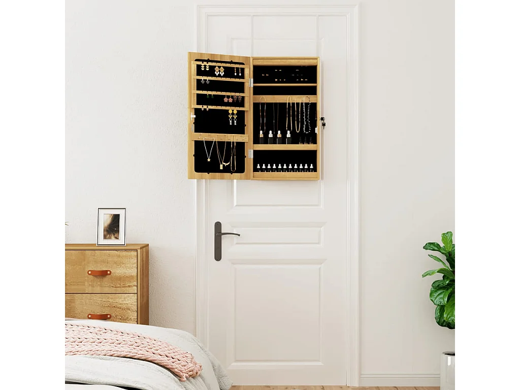 Armoire à bijoux avec miroir et éclairage LED mural