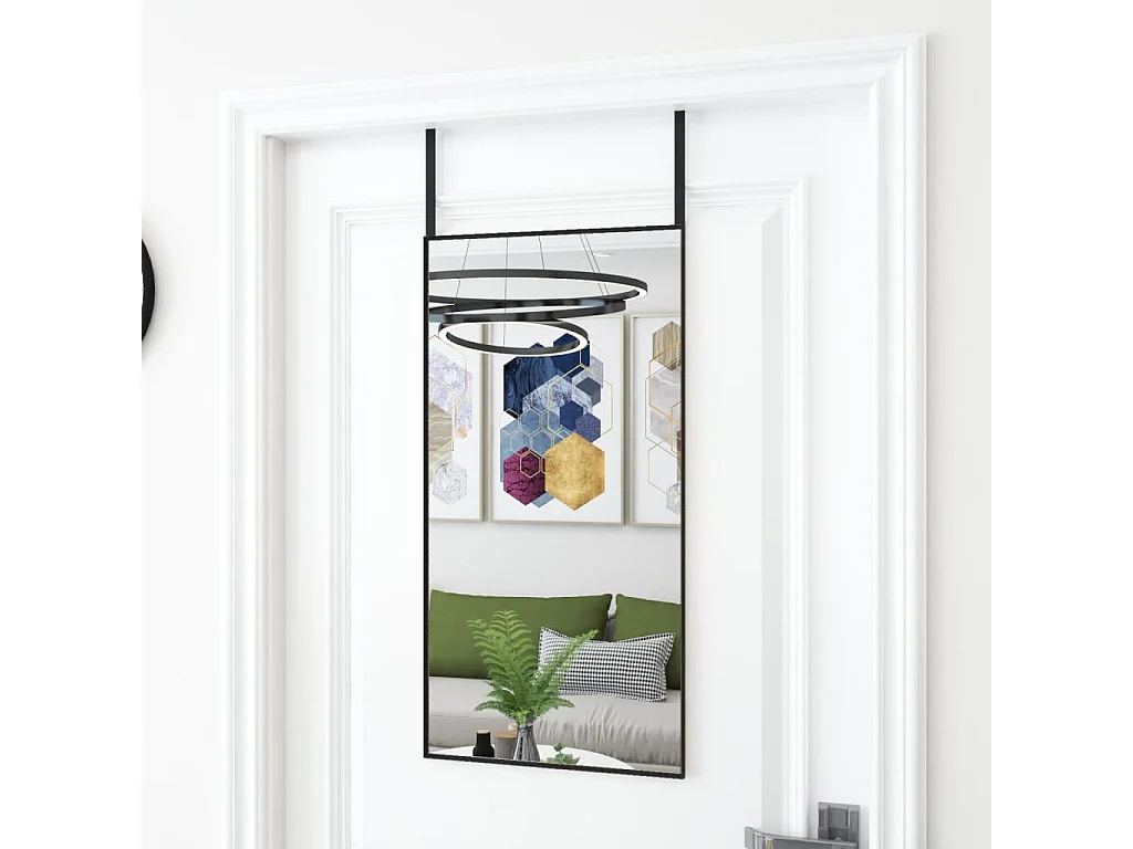Espelho para porta 40x80 cm vidro e alumínio preto