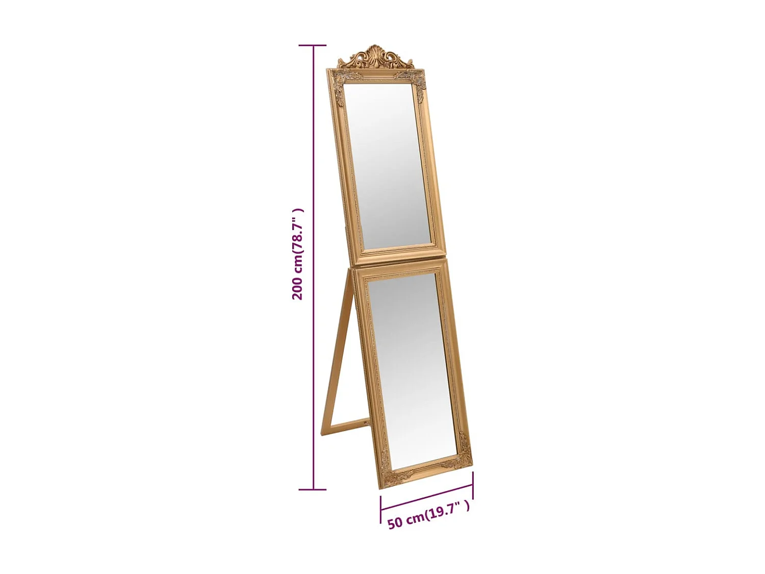 Miroir sur pied Doré 50x200 cm