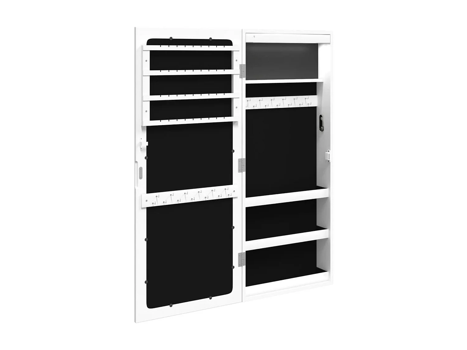 Armoire à bijoux avec miroir et éclairage LED mural blanc