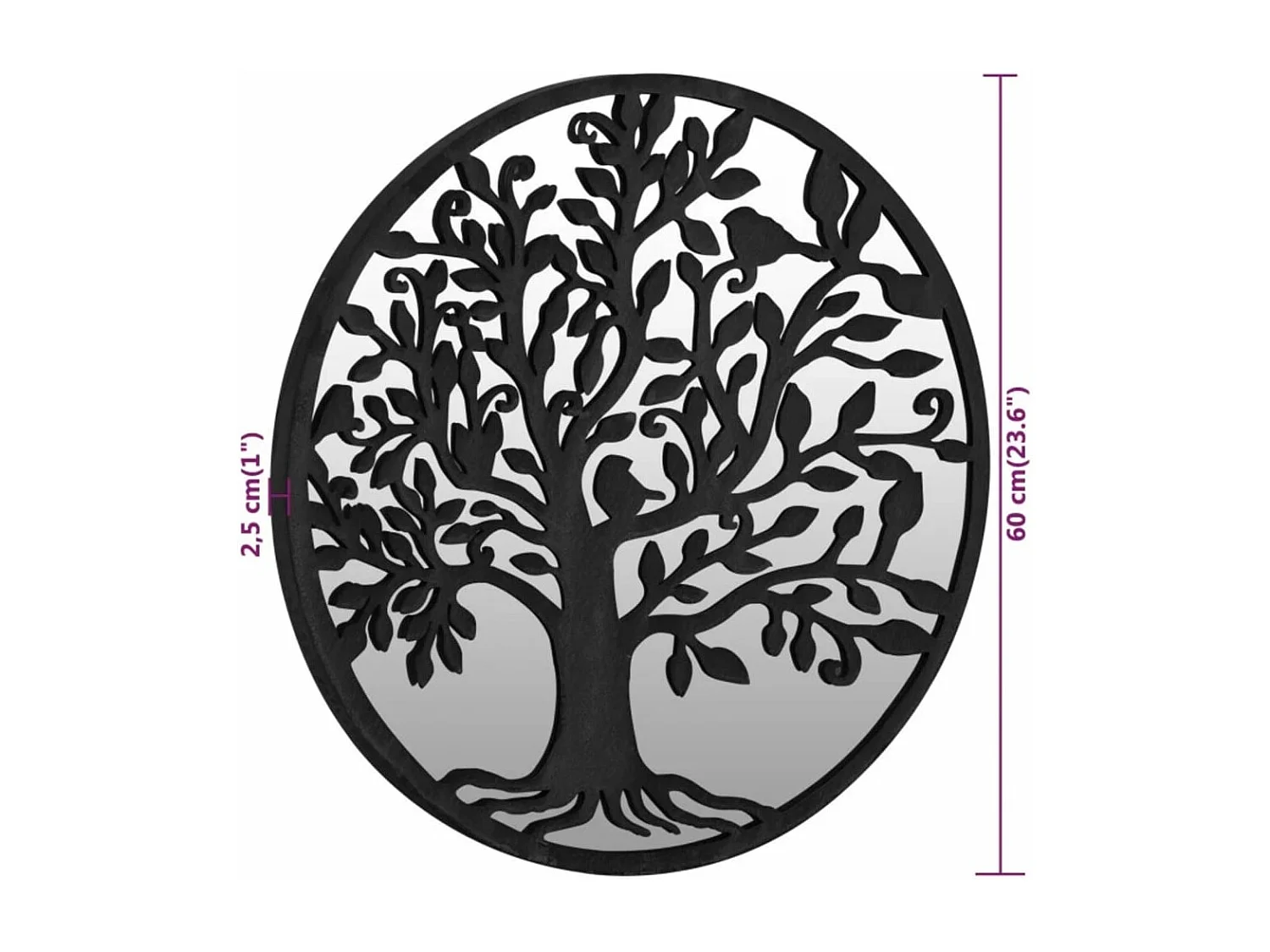 Tuinspiegel rond 60x2,5 cm ijzer zwart