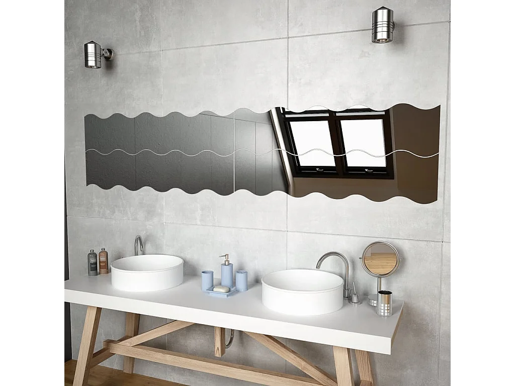 Miroirs muraux 4 pcs 100x23 cm Ondulé Verre