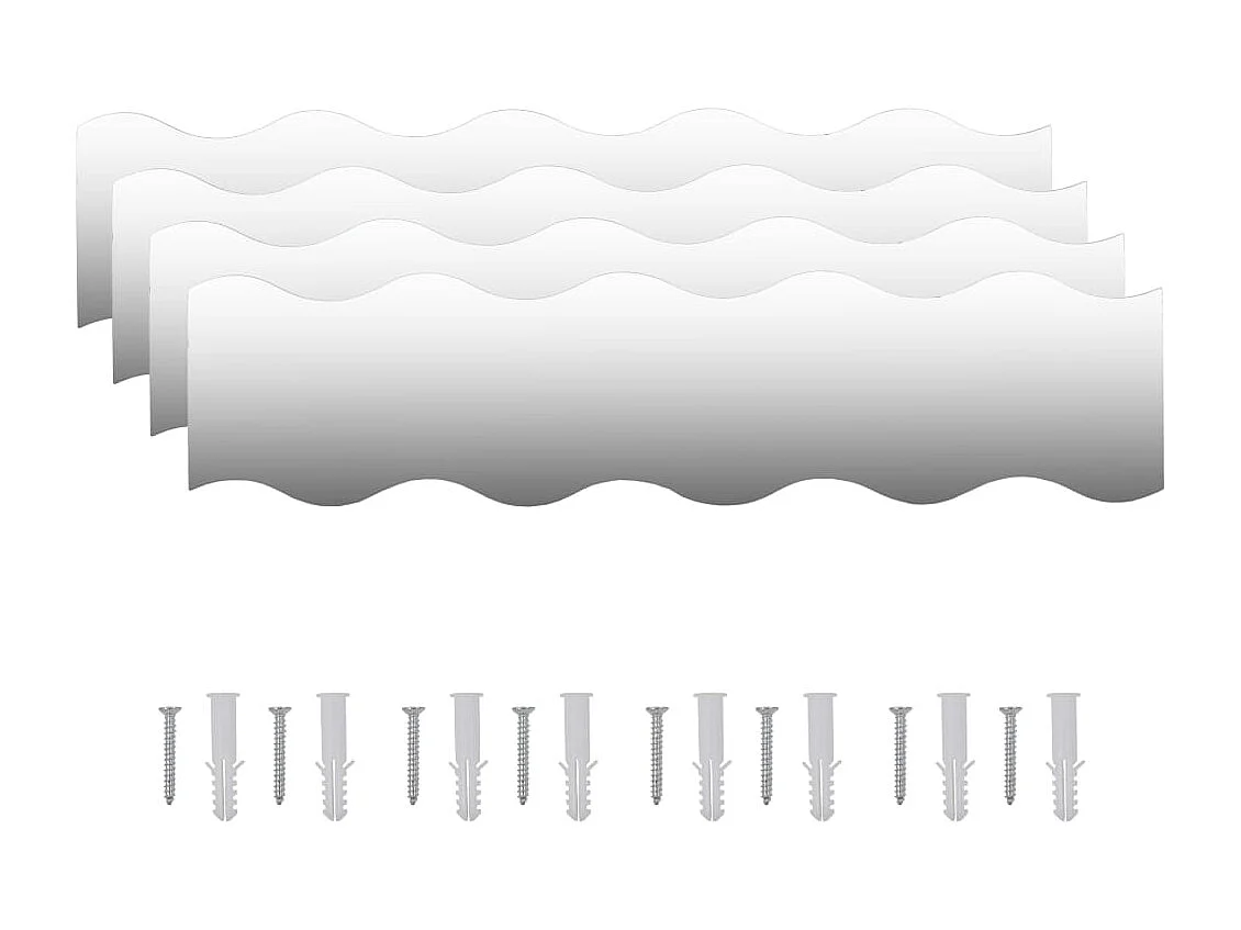 Miroirs muraux 4 pcs 100x23 cm Ondulé Verre