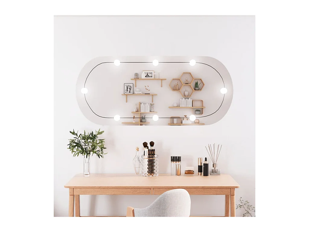 Miroir mural avec lumières LED 45x100 cm verre ovale