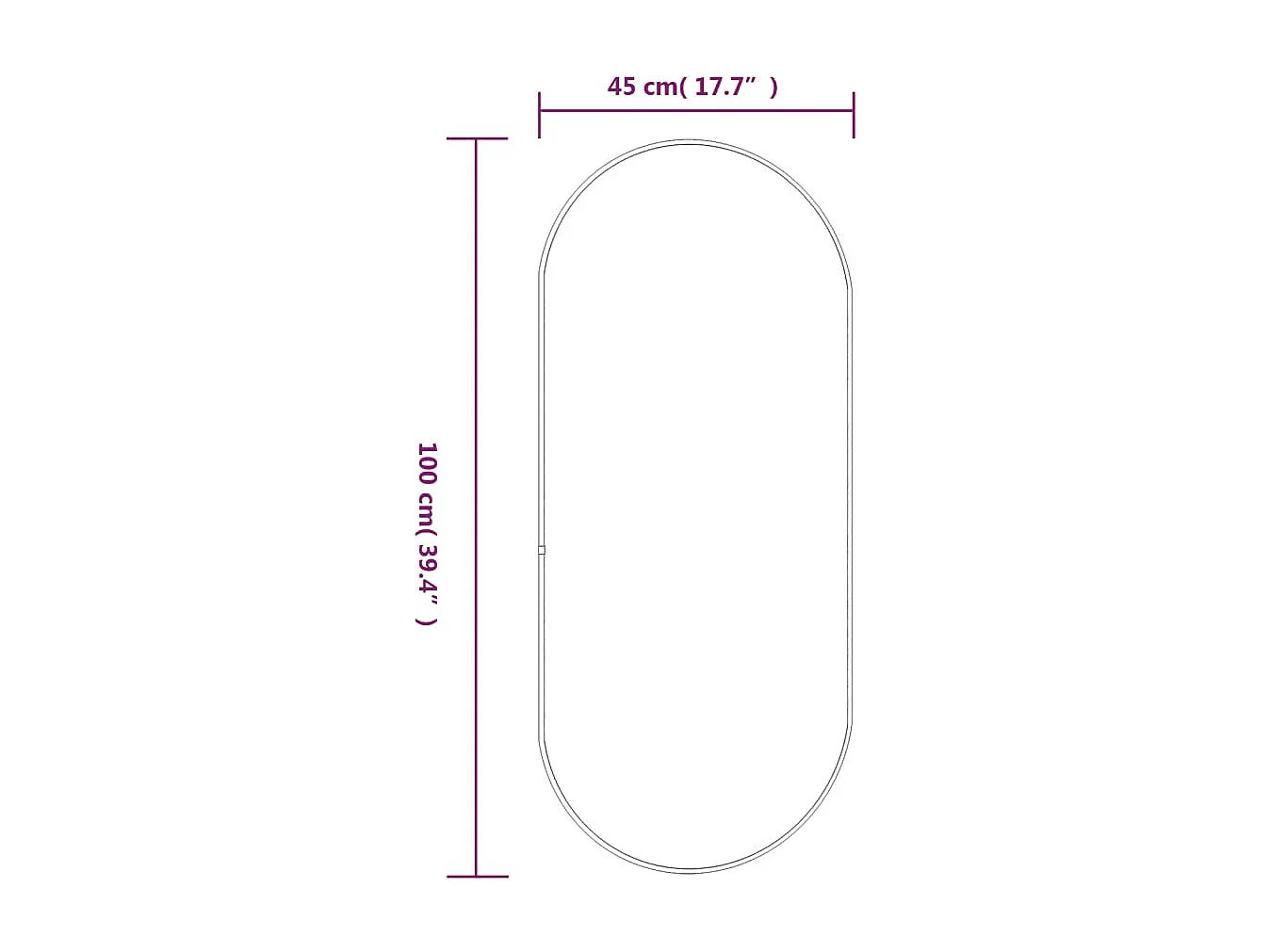 Specchio da Parete Dorato 100x45 cm Ovale