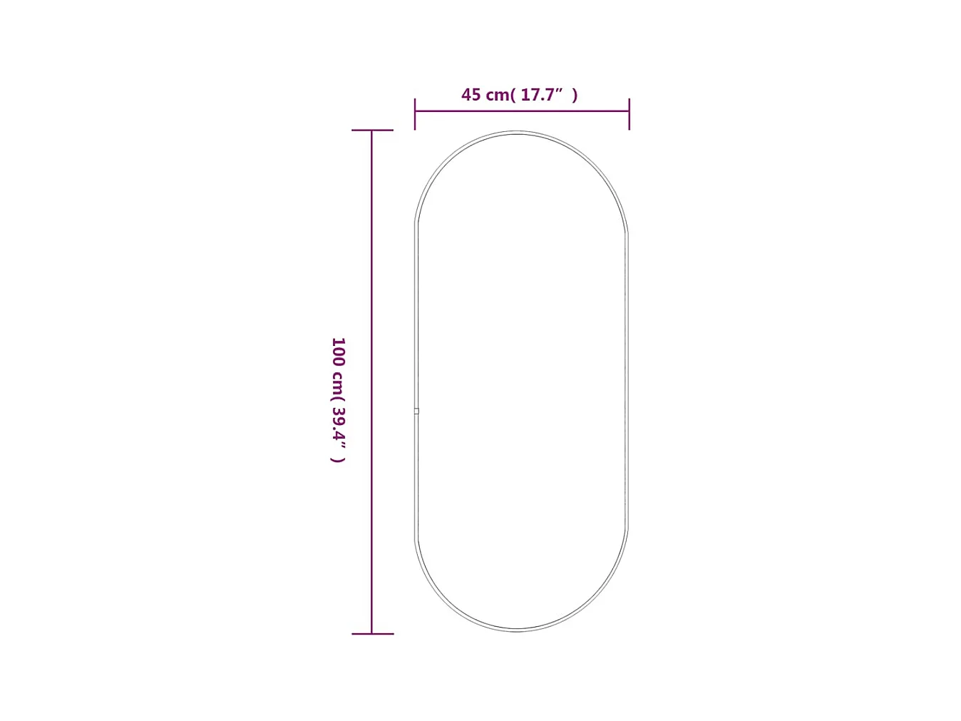 Espejo de pared ovalado dorado 100x45 cm