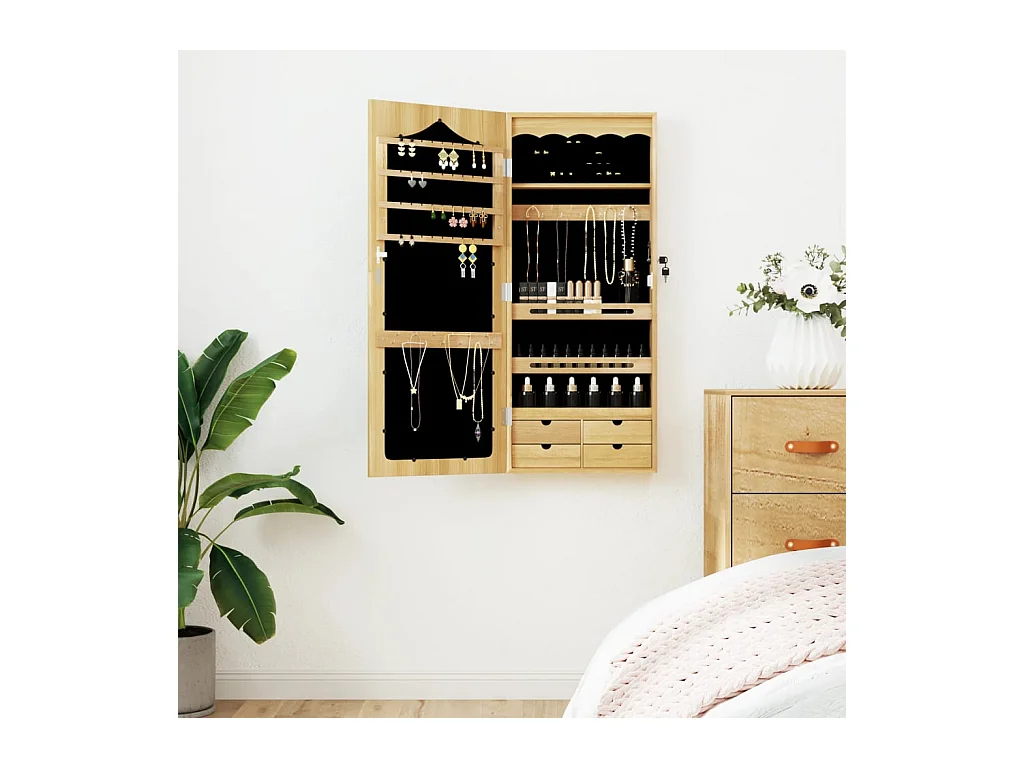 Armoire à bijoux avec miroir murale 37,5x10x90 cm