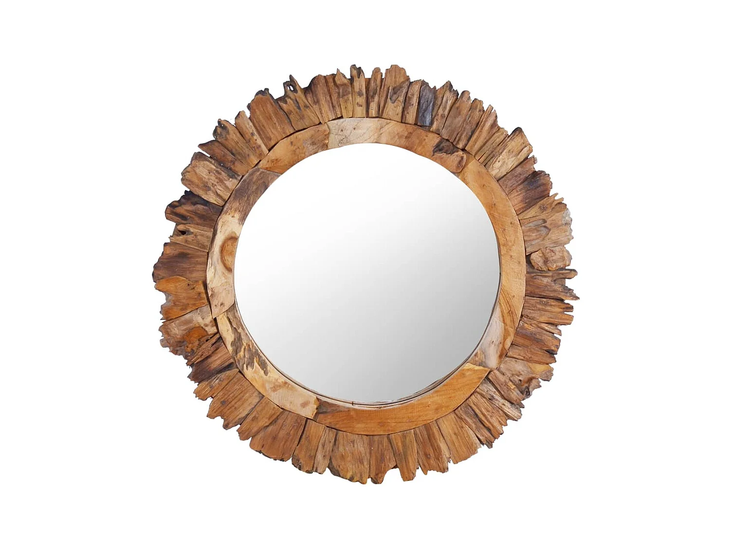 Specchio da Parete 60 cm in Legno di Teak Rotondo