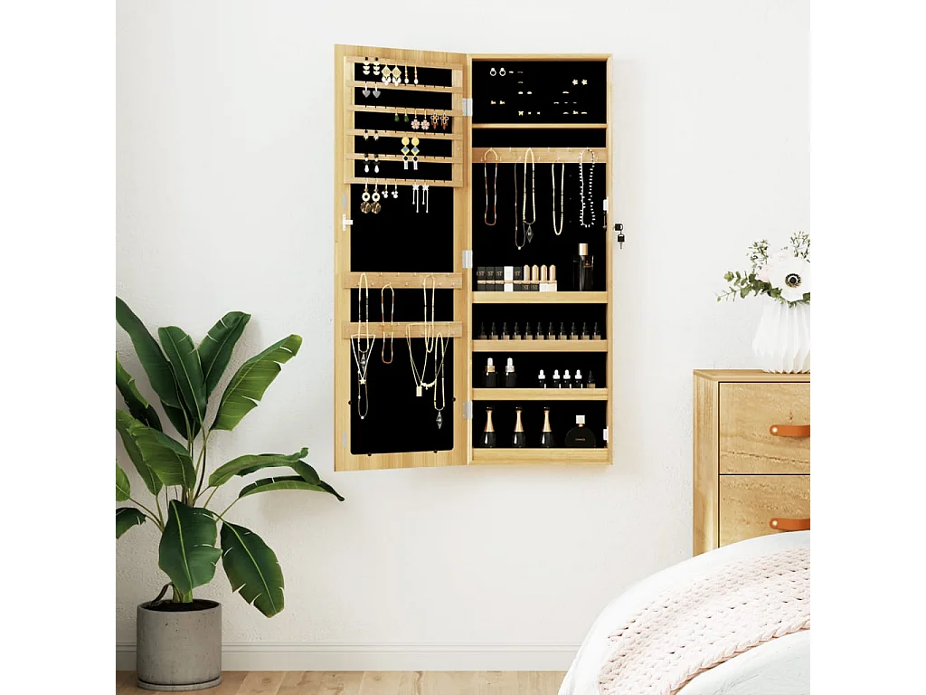 Armoire à bijoux avec miroir murale 37,5x10x106 cm