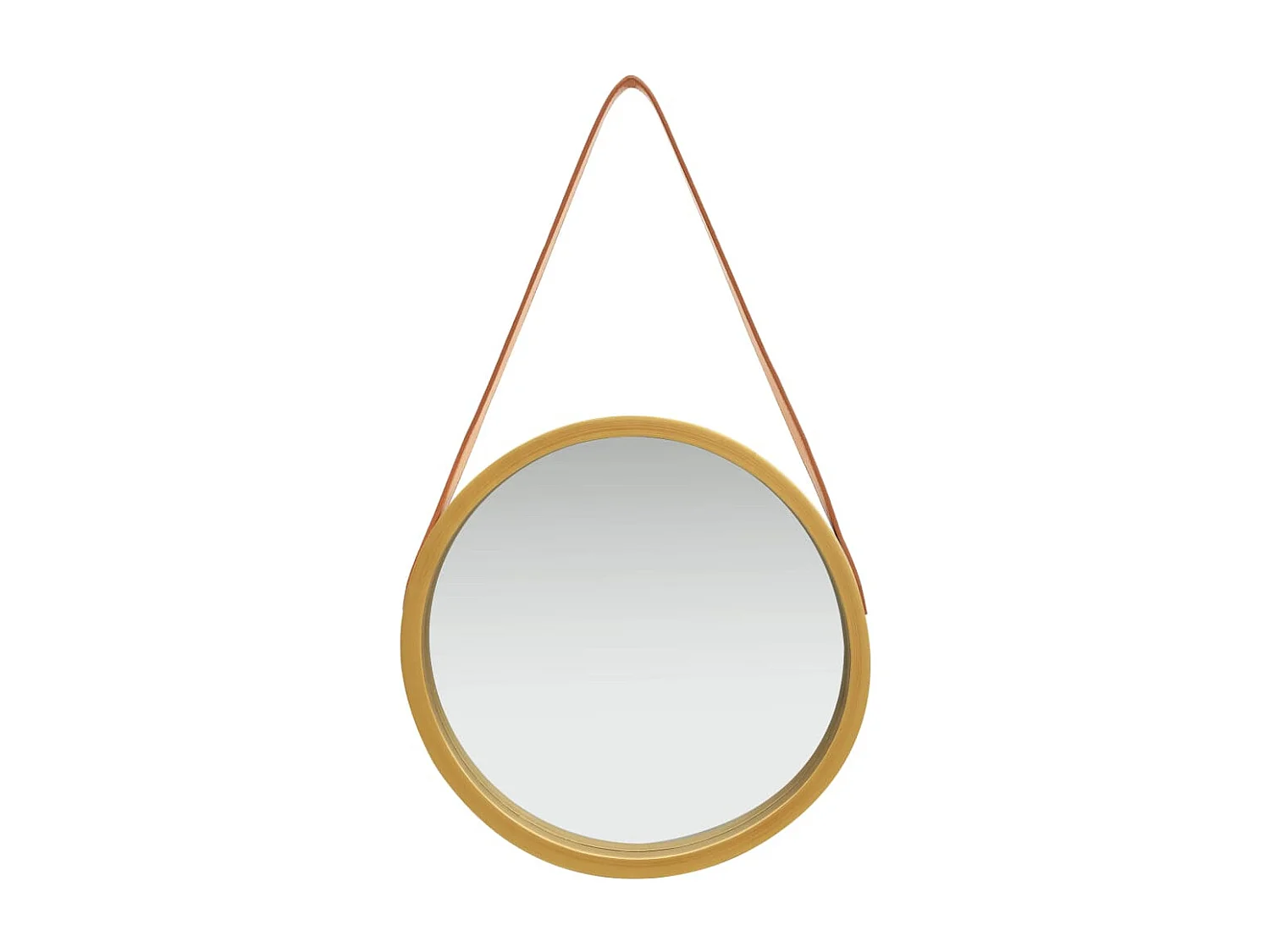 Espejo de pared con correa dorado 40 cm