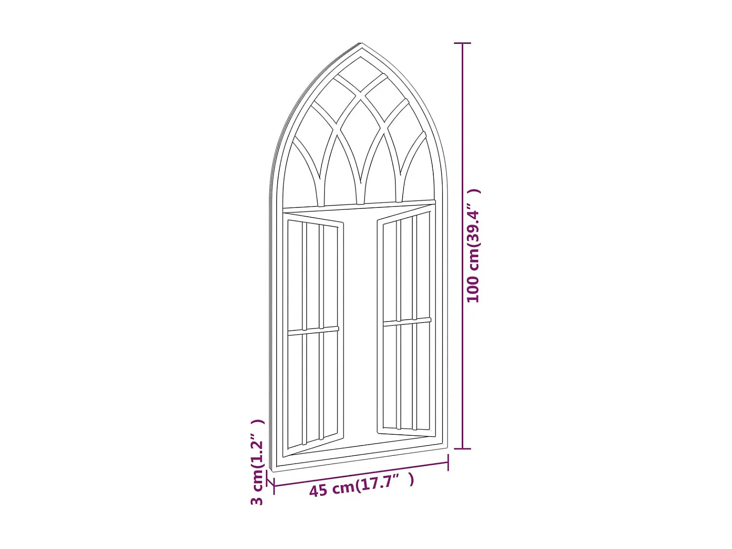 Miroir de jardin Sable 100x45cm Fer pour utilisation extérieure