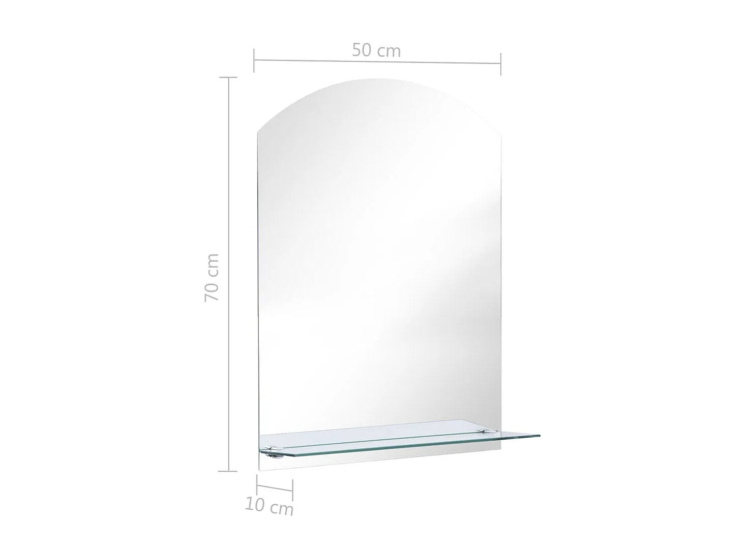 Espelho de parede c/ prateleira vidro temperado 50x70 cm