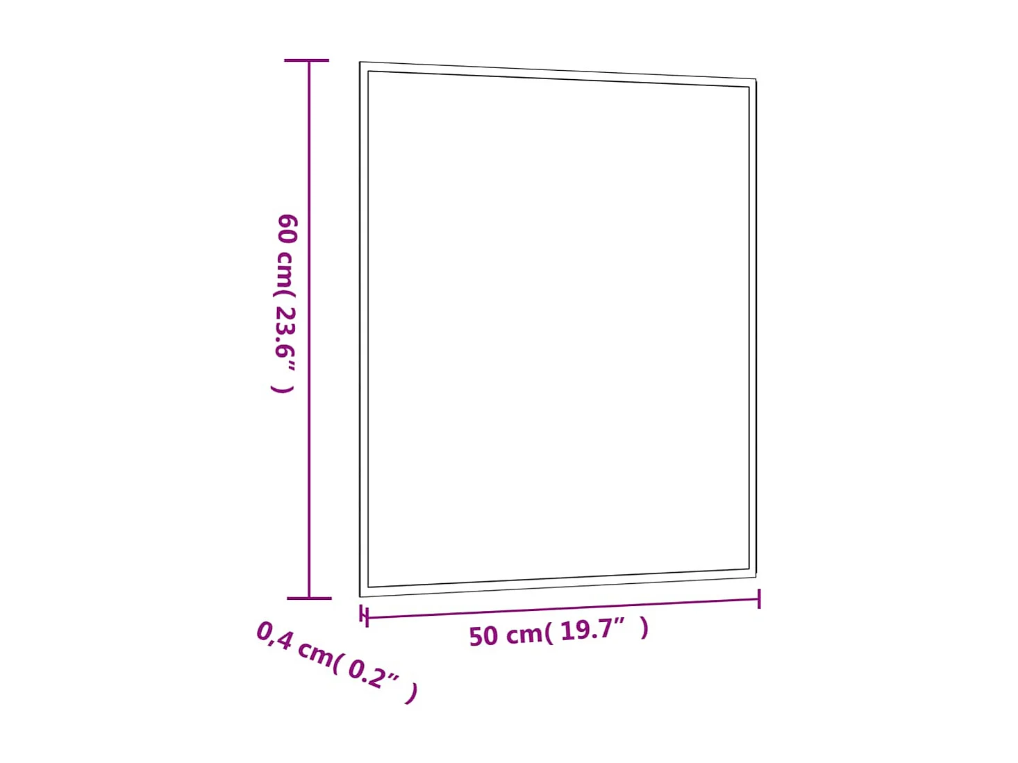 Espelho de parede retangular 50x60 cm vidro