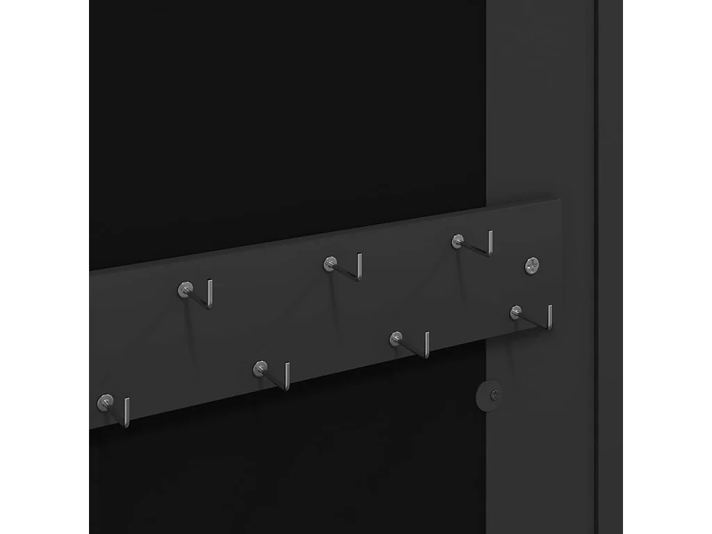 Armadio Portagioie con Specchio a Muro Nero 30x8,5x67 cm