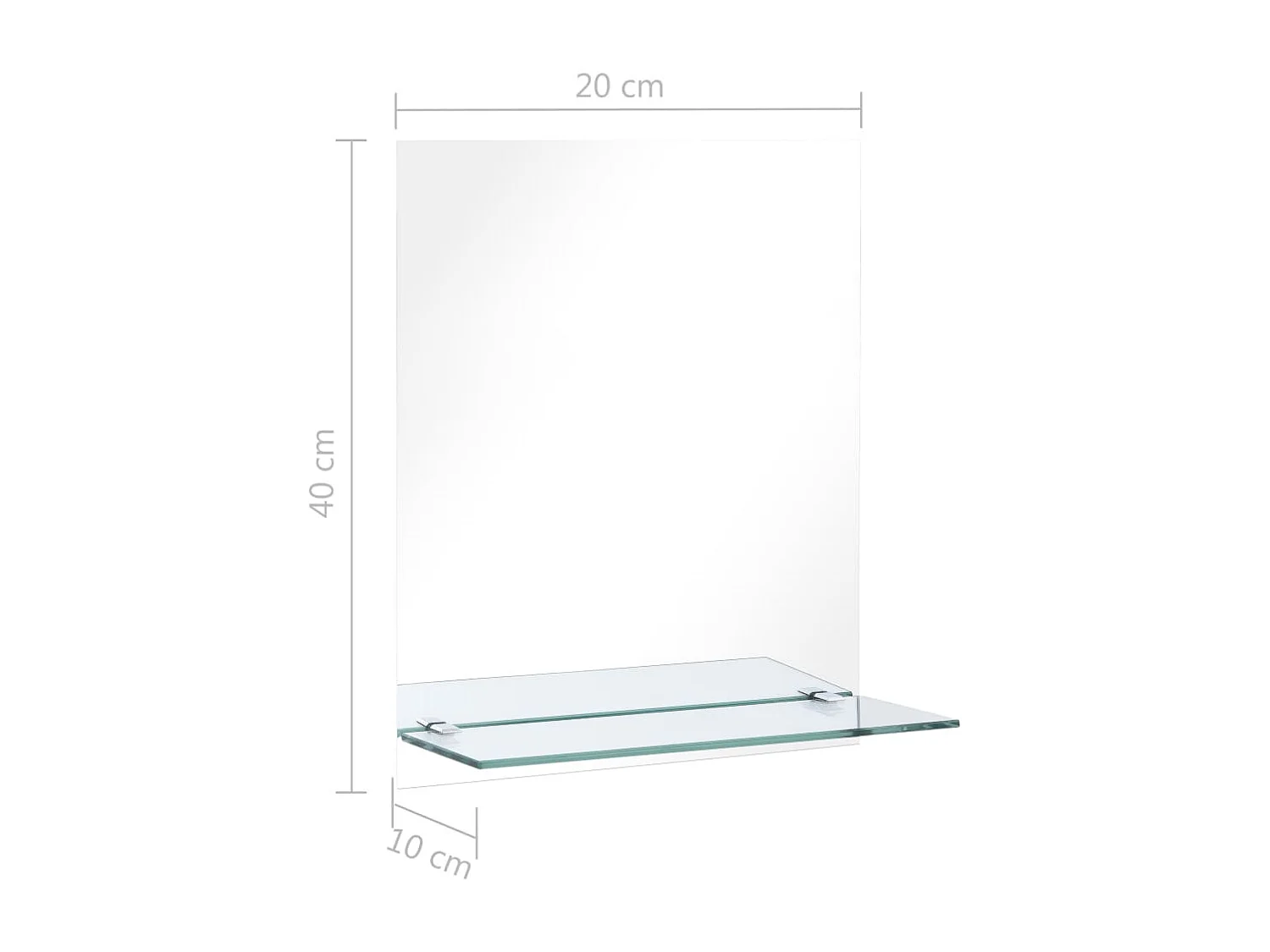 Espelho de parede c/ prateleira vidro temperado 20x40 cm