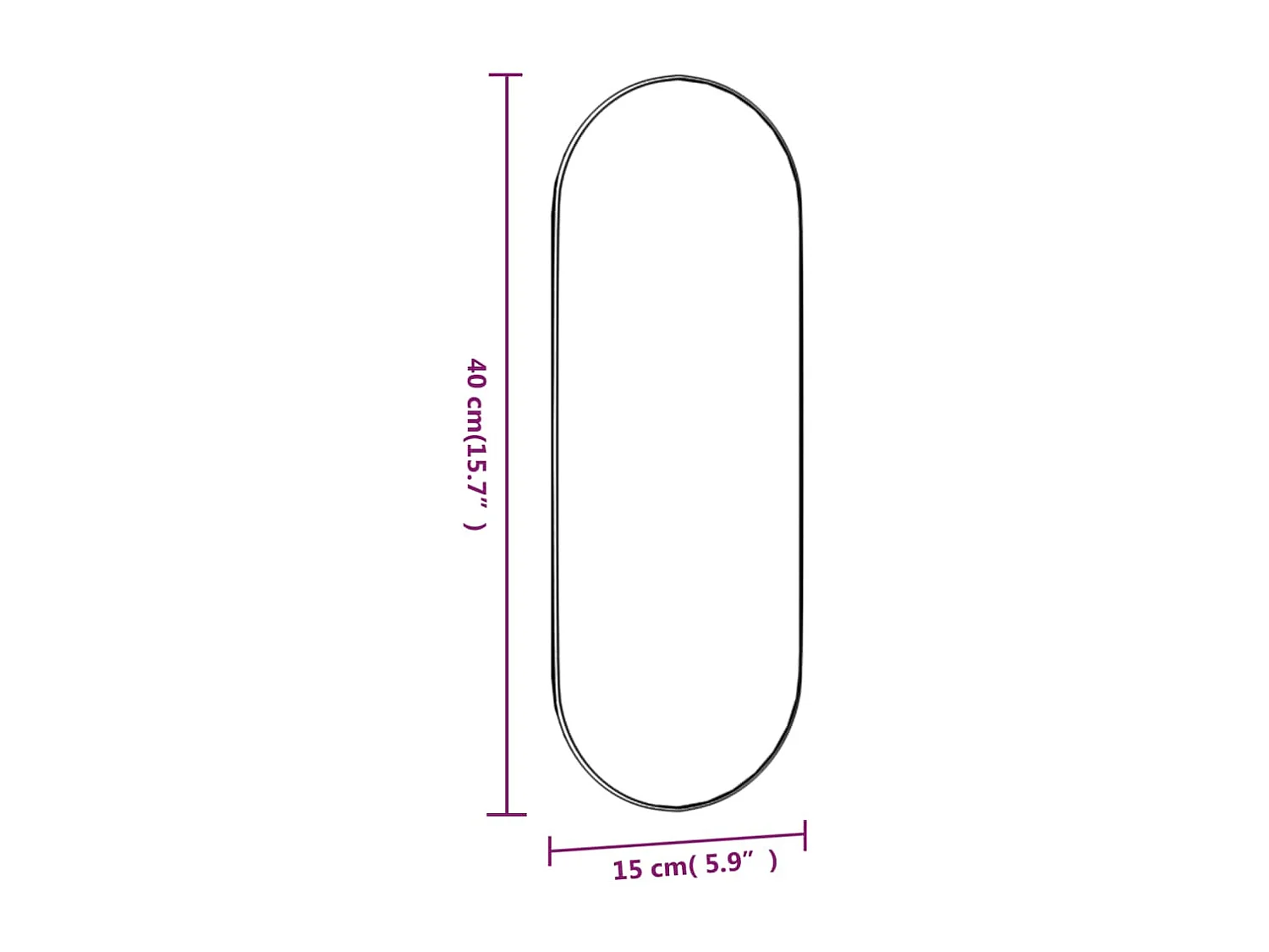 Espejo de pared vidrio ovalado 15x40 cm