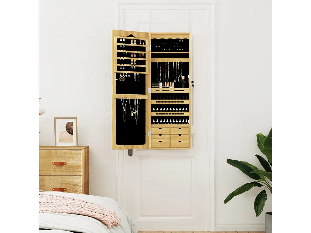 Armadio Portagioie con Specchio a Muro 37,5x10x106 cm