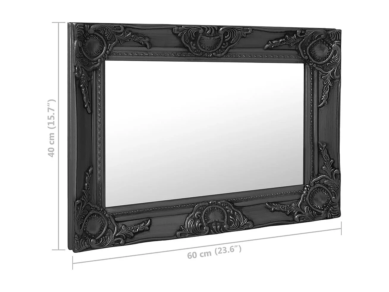 Miroir mural style baroque 60x40 cm noir