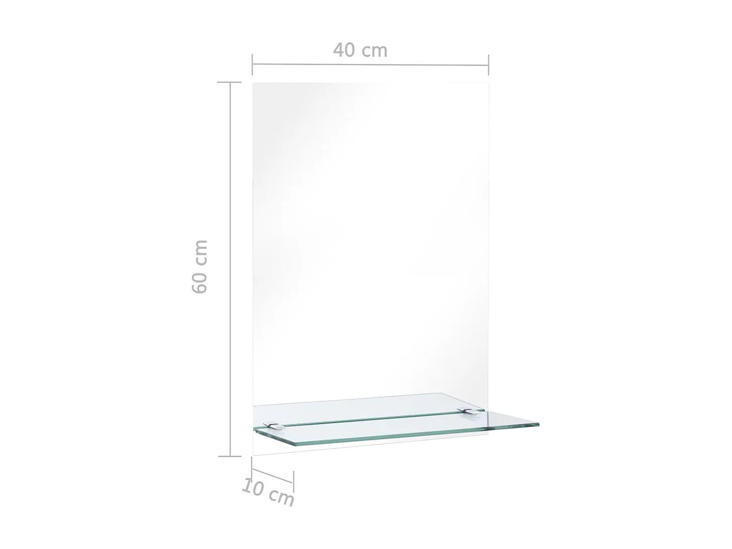 Specchio da Parete con Mensola 40x60 cm in Vetro Temperato