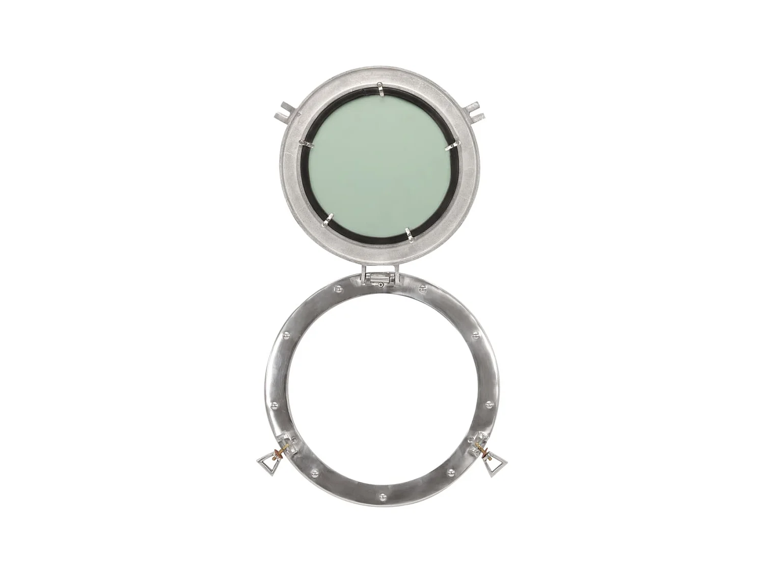 Specchio da Parete Design Oblò Ø38 cm in Alluminio e Vetro