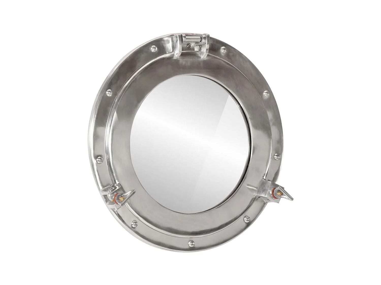 Specchio da Parete Design Oblò Ø38 cm in Alluminio e Vetro