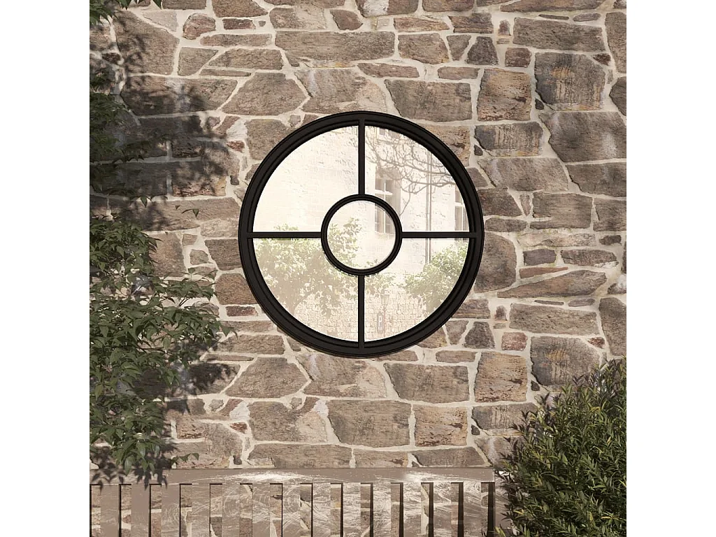 Espelho de jardim p/ uso exterior ferro 60x4 cm preto