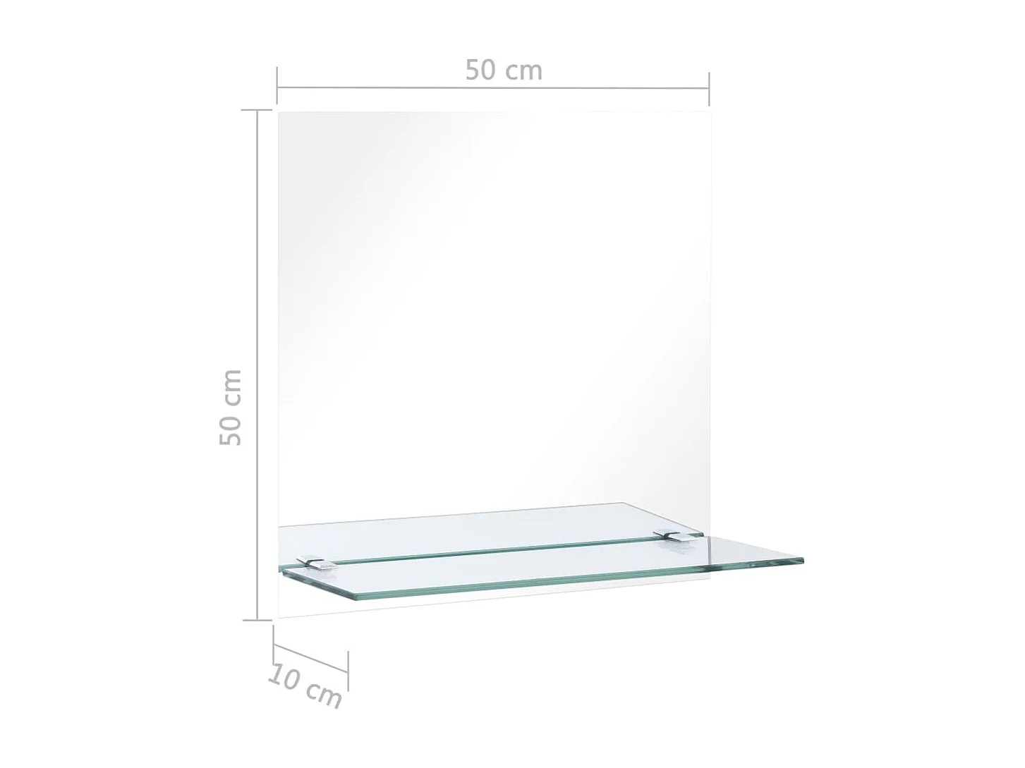 Specchio da Parete con Mensola 50x50 cm in Vetro Temperato