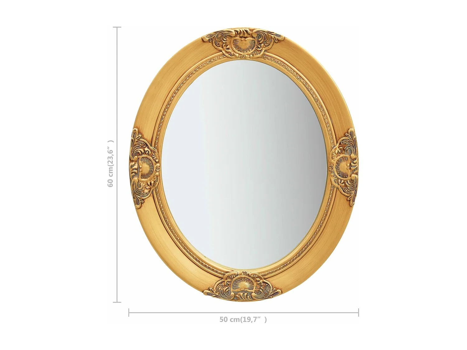 Miroir mural style baroque 50x60 cm Doré