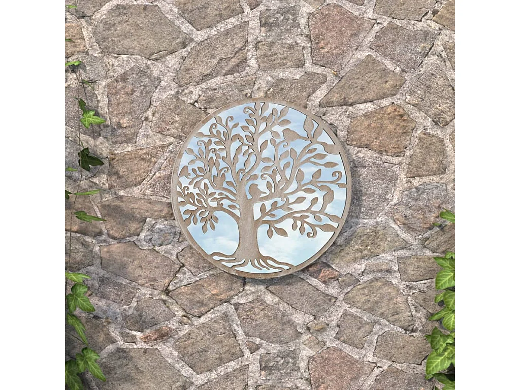 Espelho de jardim p/ uso exterior ferro 40x2,5 cm cor de areia