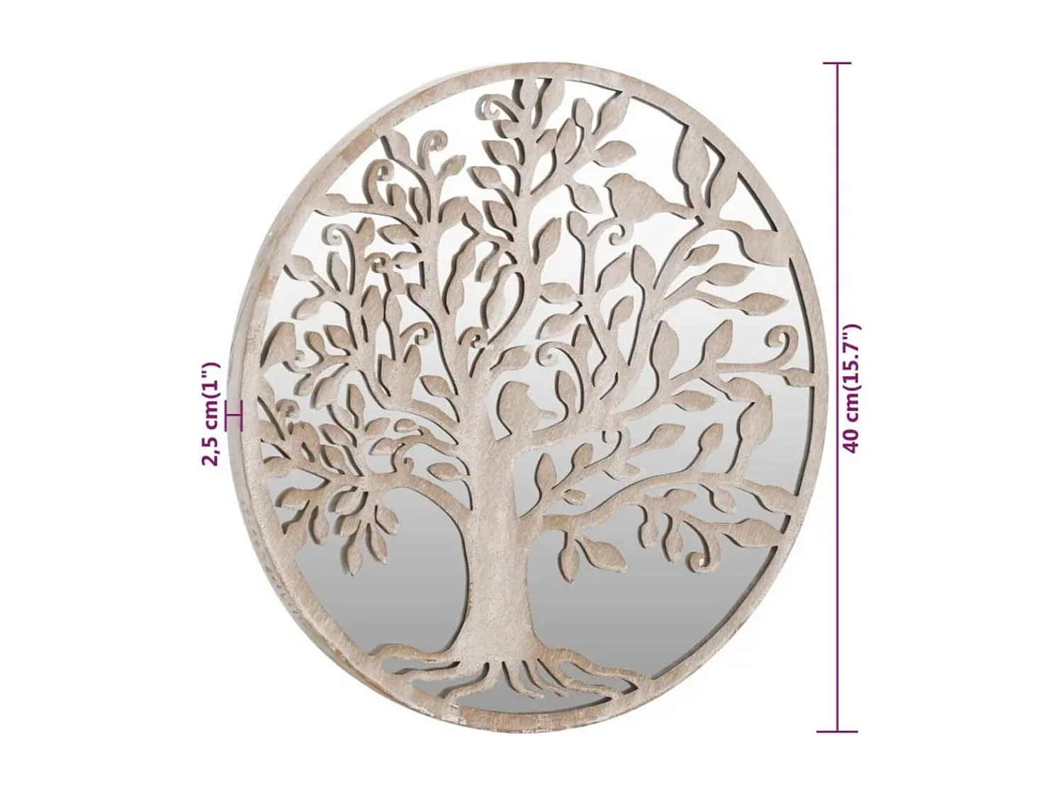 Espelho de jardim p/ uso exterior ferro 40x2,5 cm cor de areia