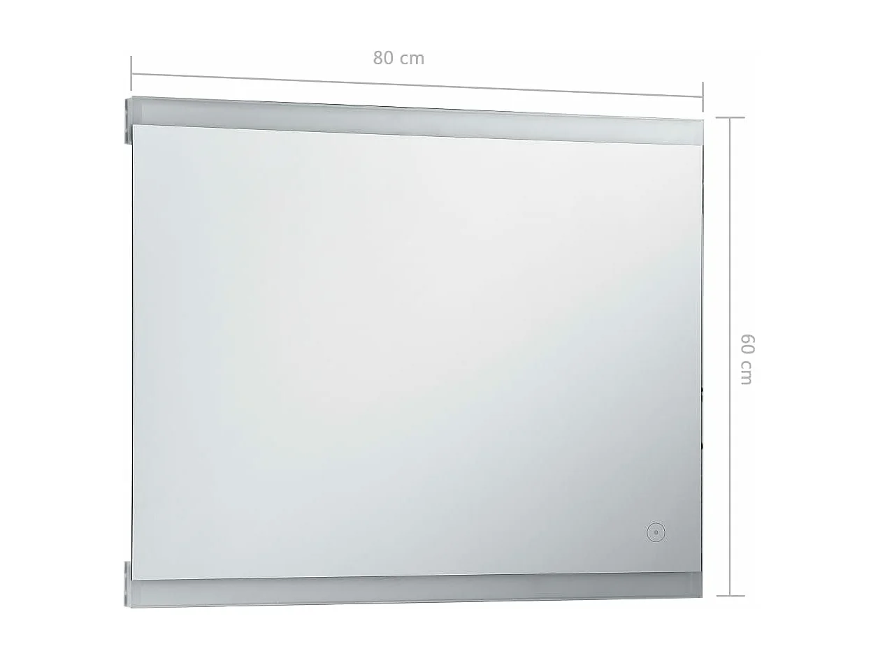 Miroir mural à LED de salle de bain et capteur tactile 80x60 cm
