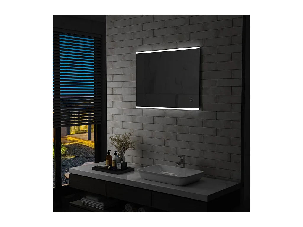 Miroir mural à LED de salle de bain et capteur tactile 80x60 cm