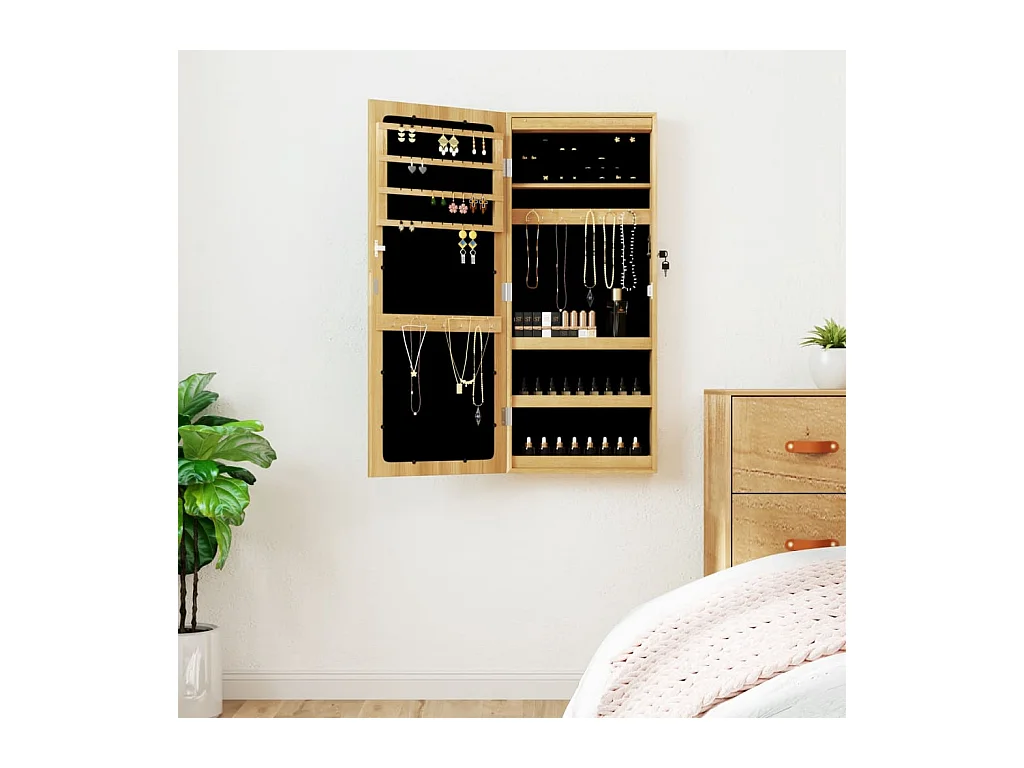 Armoire à bijoux avec miroir et éclairage LED mural