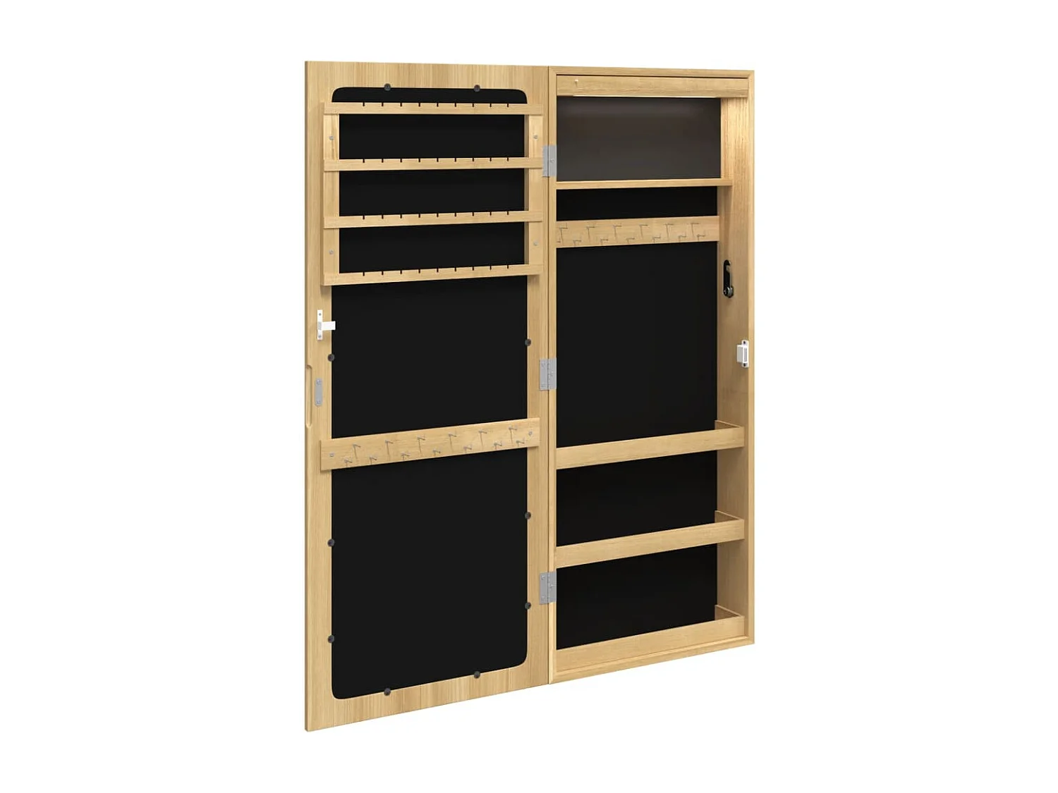 Móvel para joias de parede espelhado com luzes LED