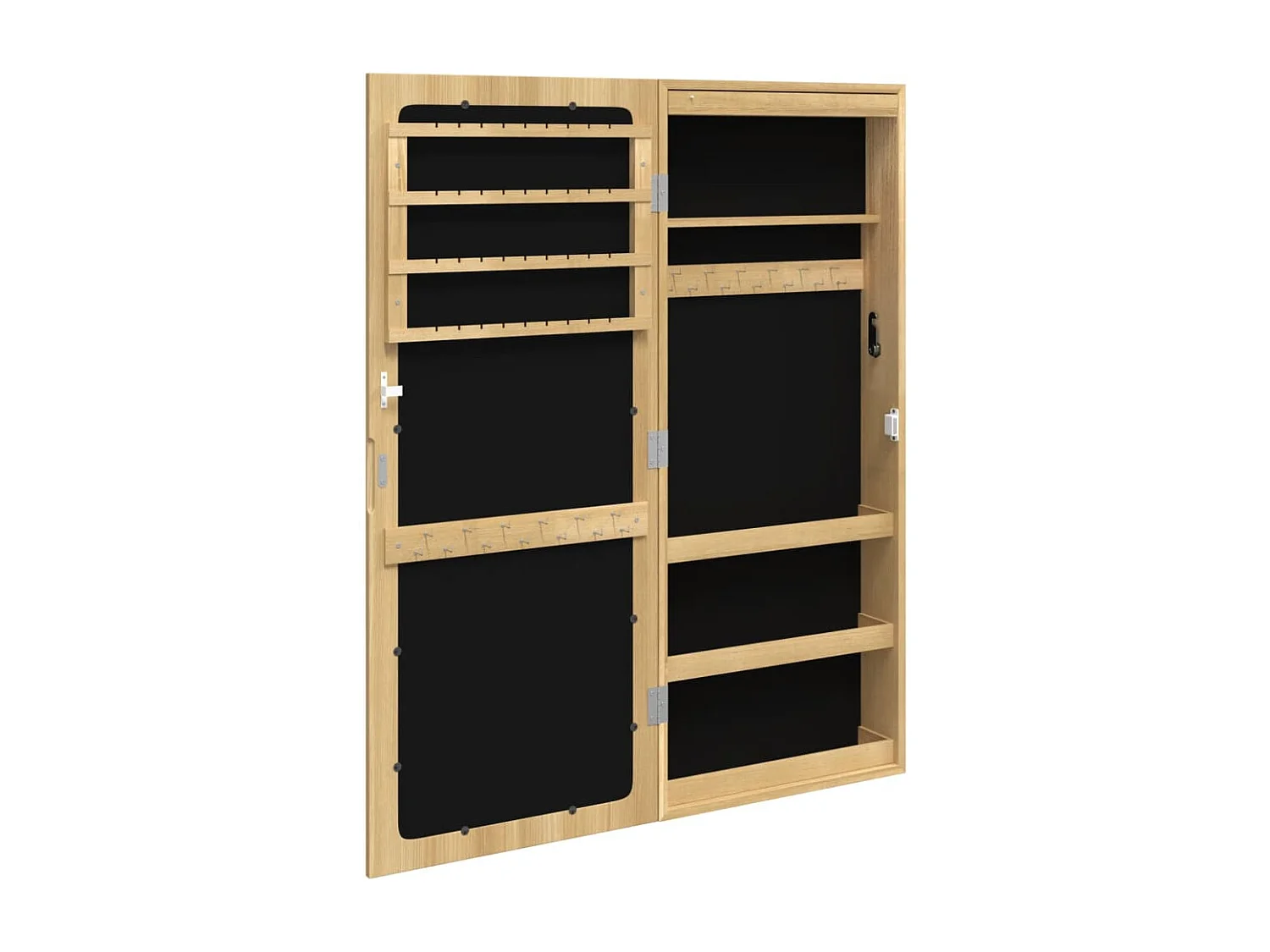 Móvel para joias de parede espelhado com luzes LED