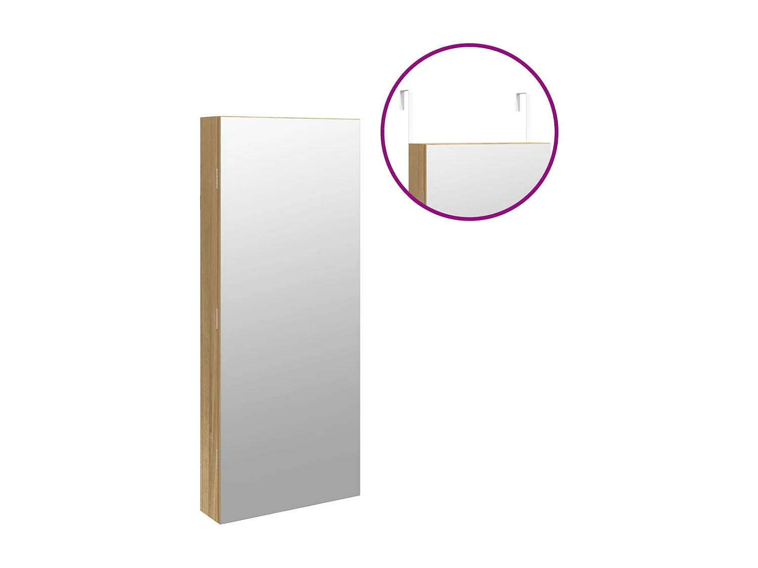 Móvel para joias de parede espelhado com luzes LED