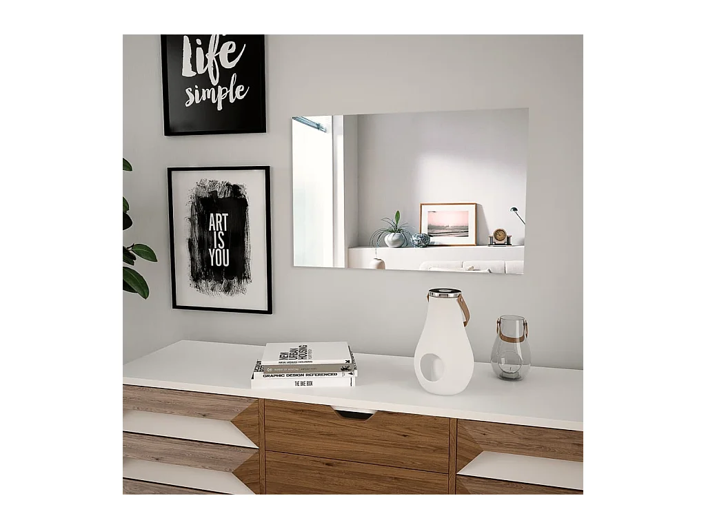 Miroir mural 60 x 40 cm Rectangulaire Verre