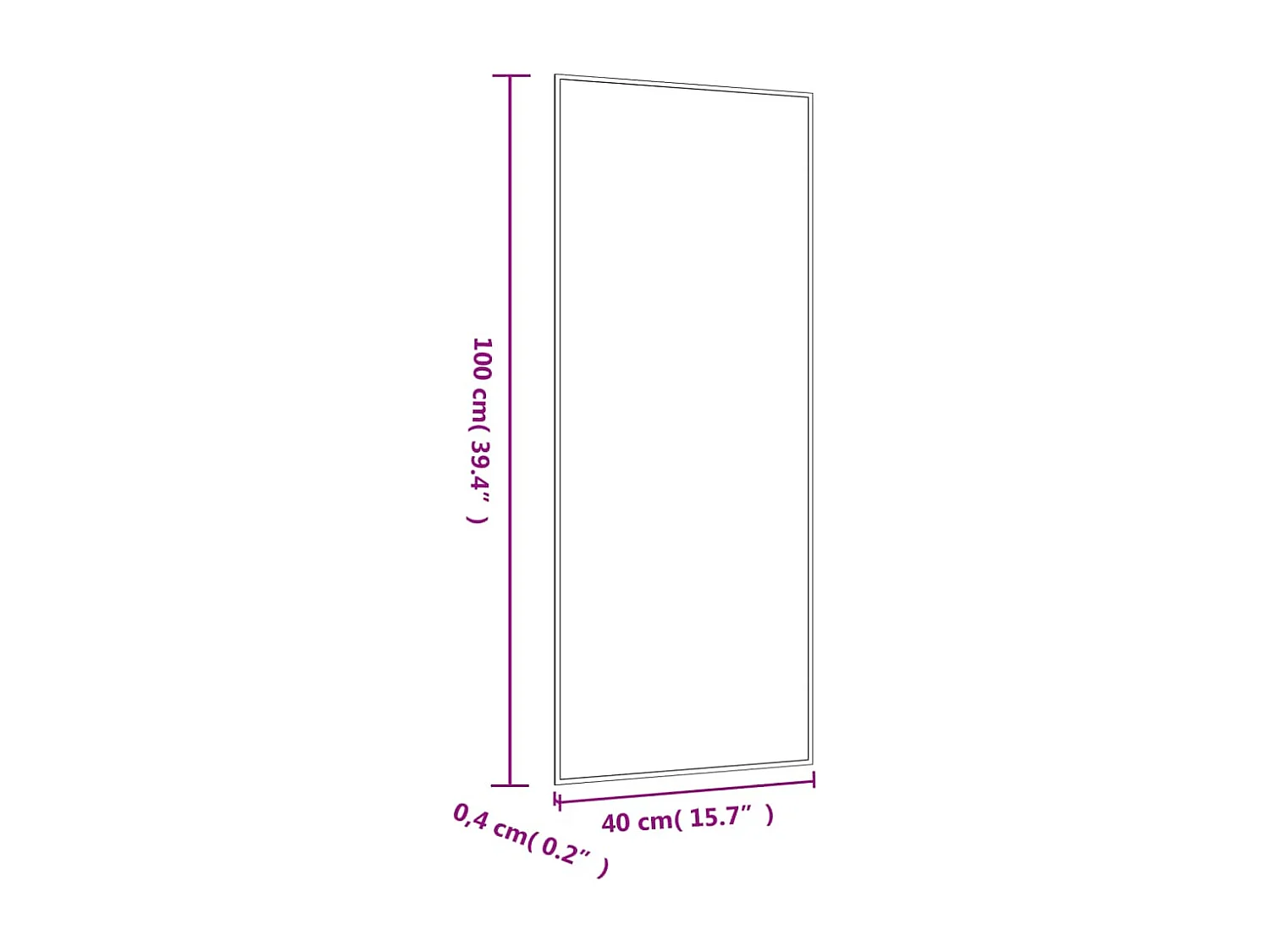 Specchio da Parete 40x100 cm Vetro Rettangolare