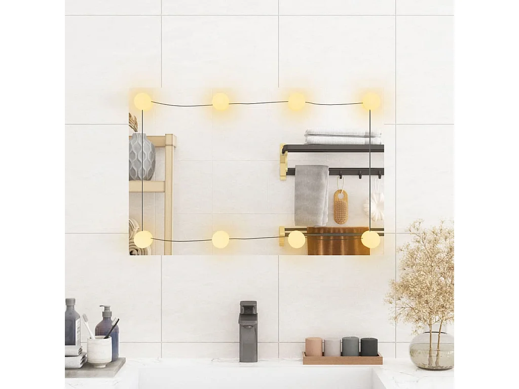 Specchio da Parete con Luci LED 40x60 cm Vetro Rettangolare