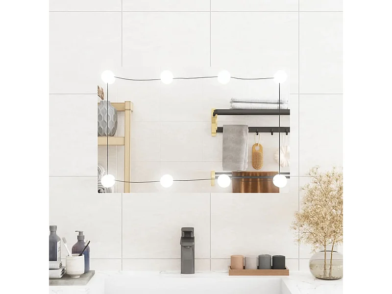 Espelho de parede retangular com luzes LED 40x60 cm vidro