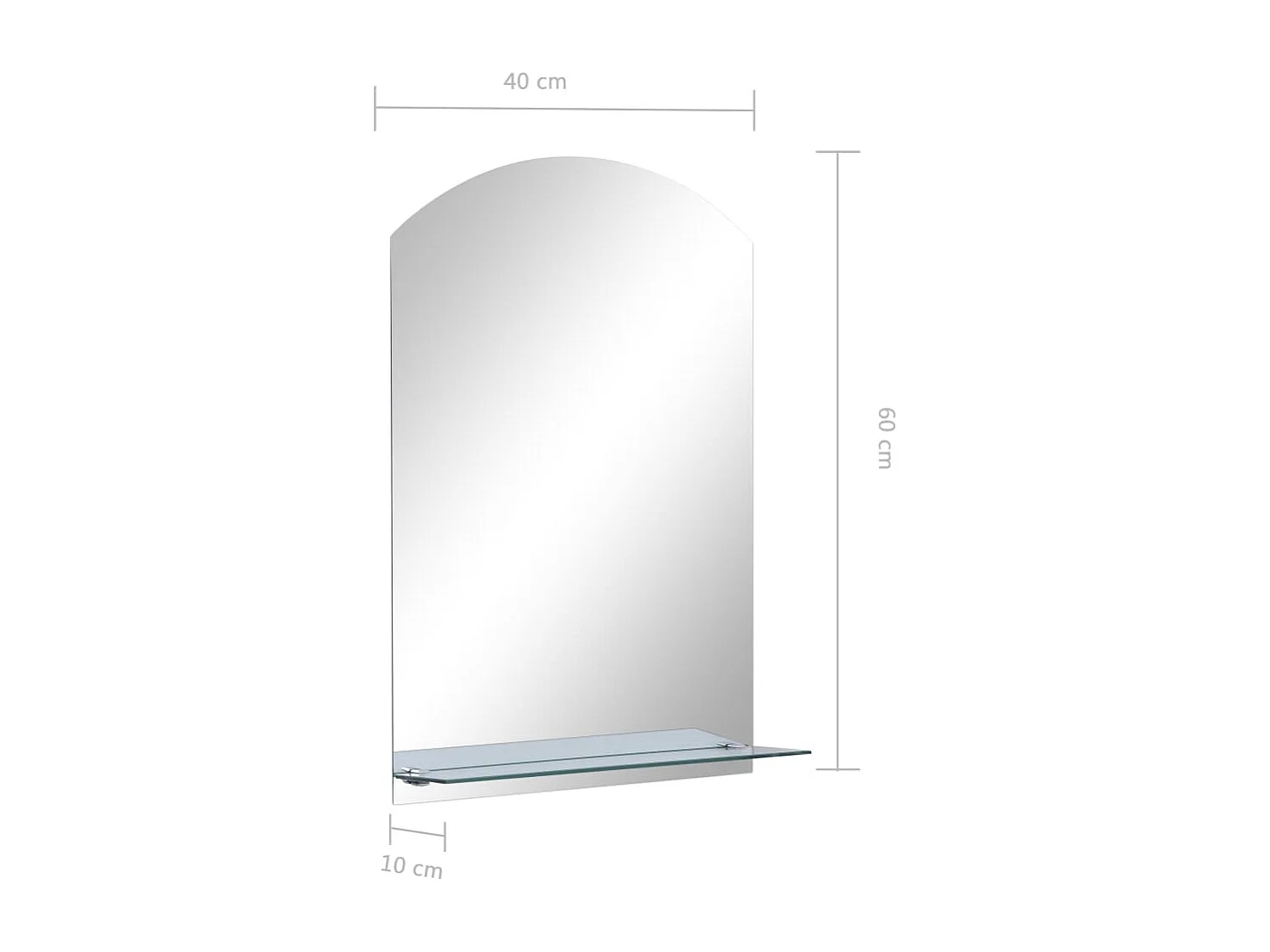 Specchio da Parete con Mensola 40x60 cm in Vetro Temperato