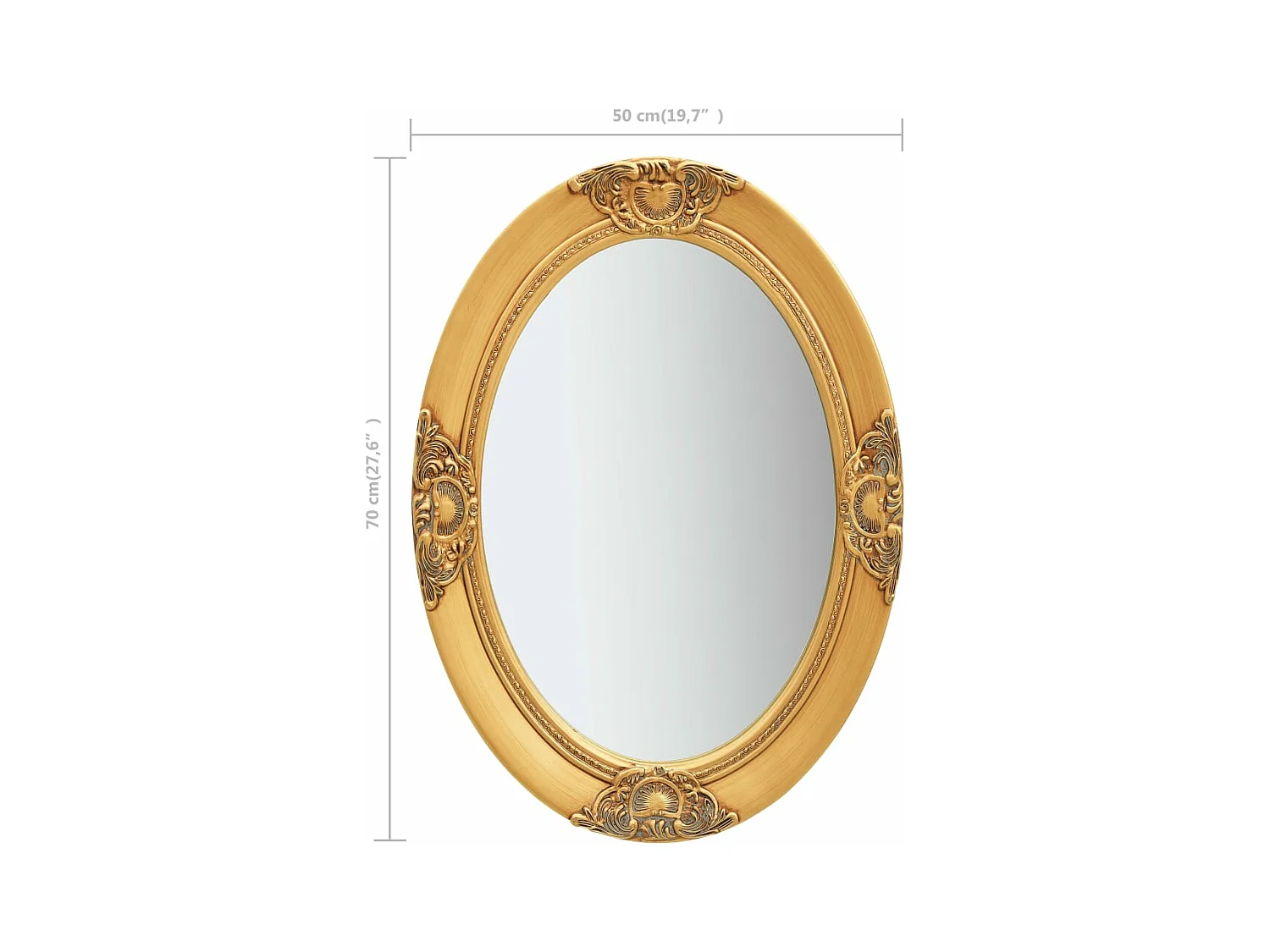 Miroir mural style baroque 50x70 cm Doré