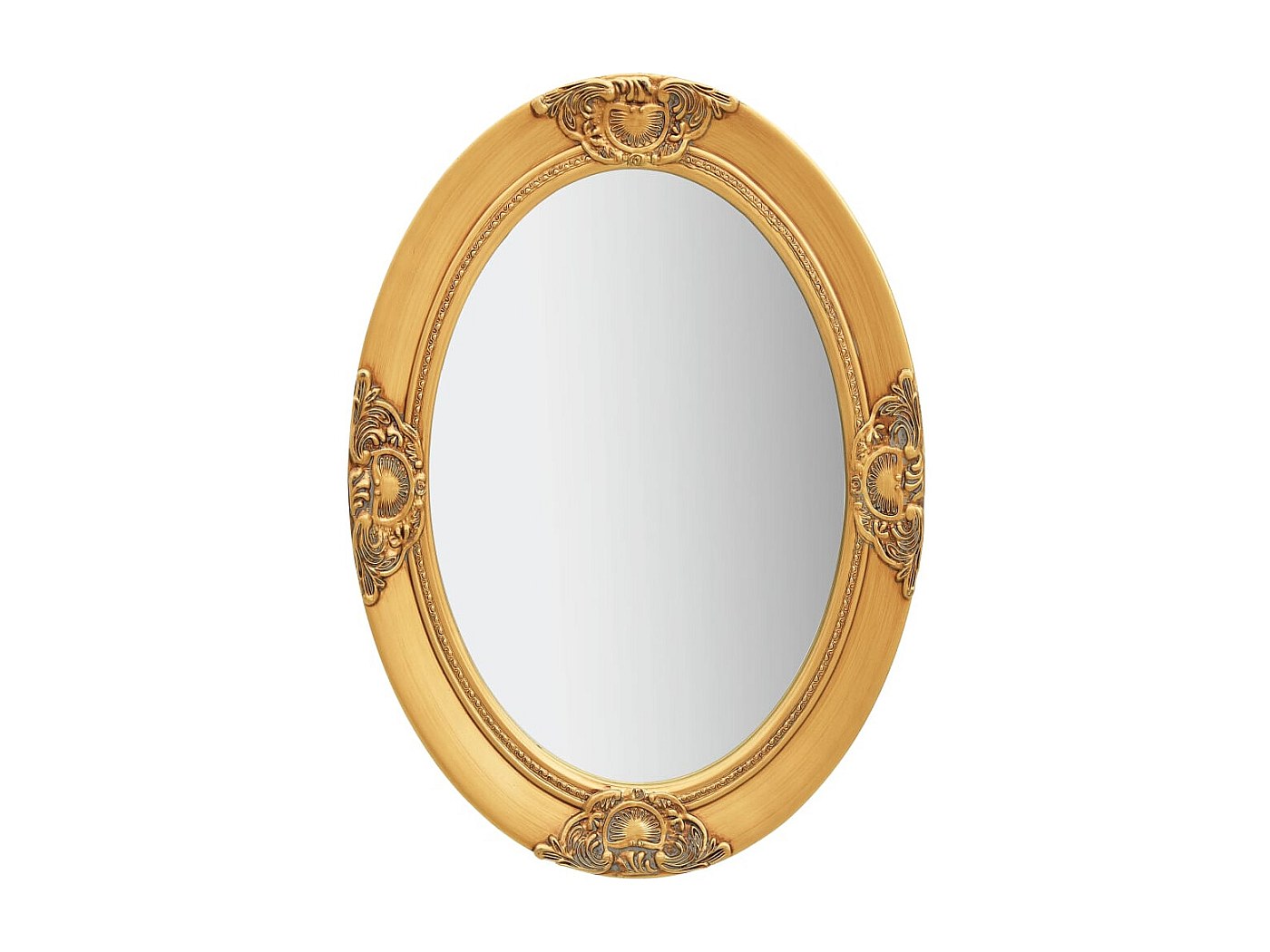 Miroir Mural Ovale Baroque En Or - 45x38 Cm, Cadre Polyrésine, Reproduction Vintage, Neuf
