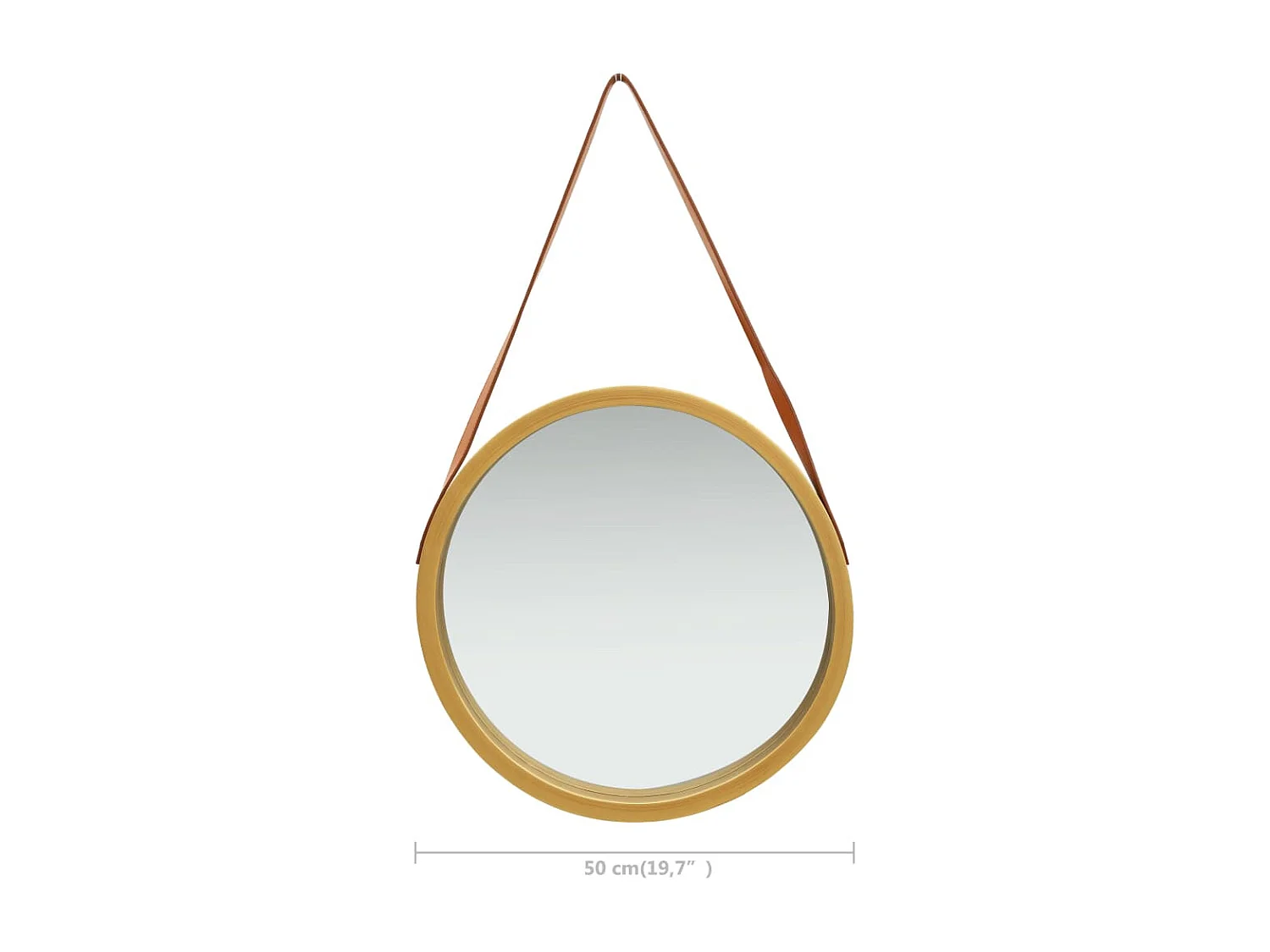 Espejo de pared con correa dorado 50 cm