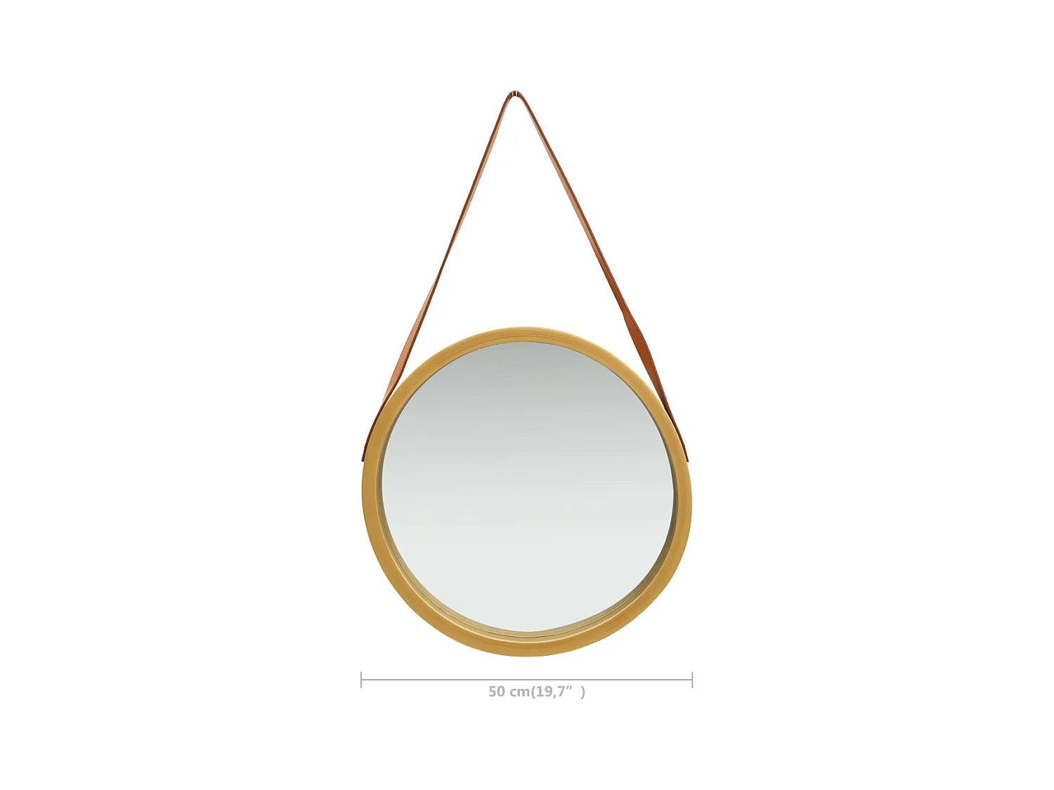 Espejo de pared con correa dorado 50 cm