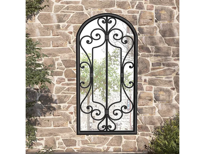 Miroir de jardin Noir 70x30 cm Fer pour utilisation extérieure