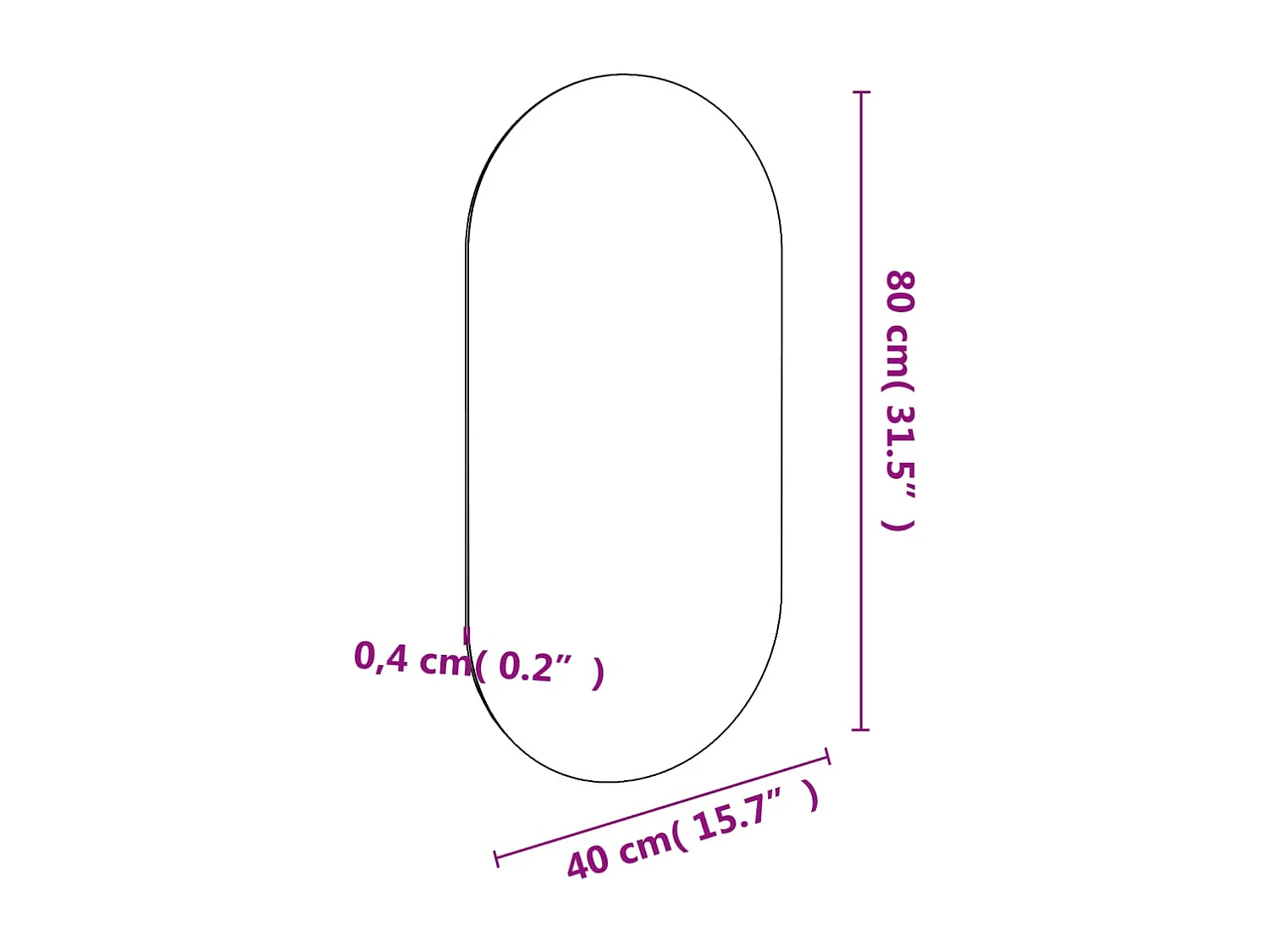 Spiegel 80x40 cm glas