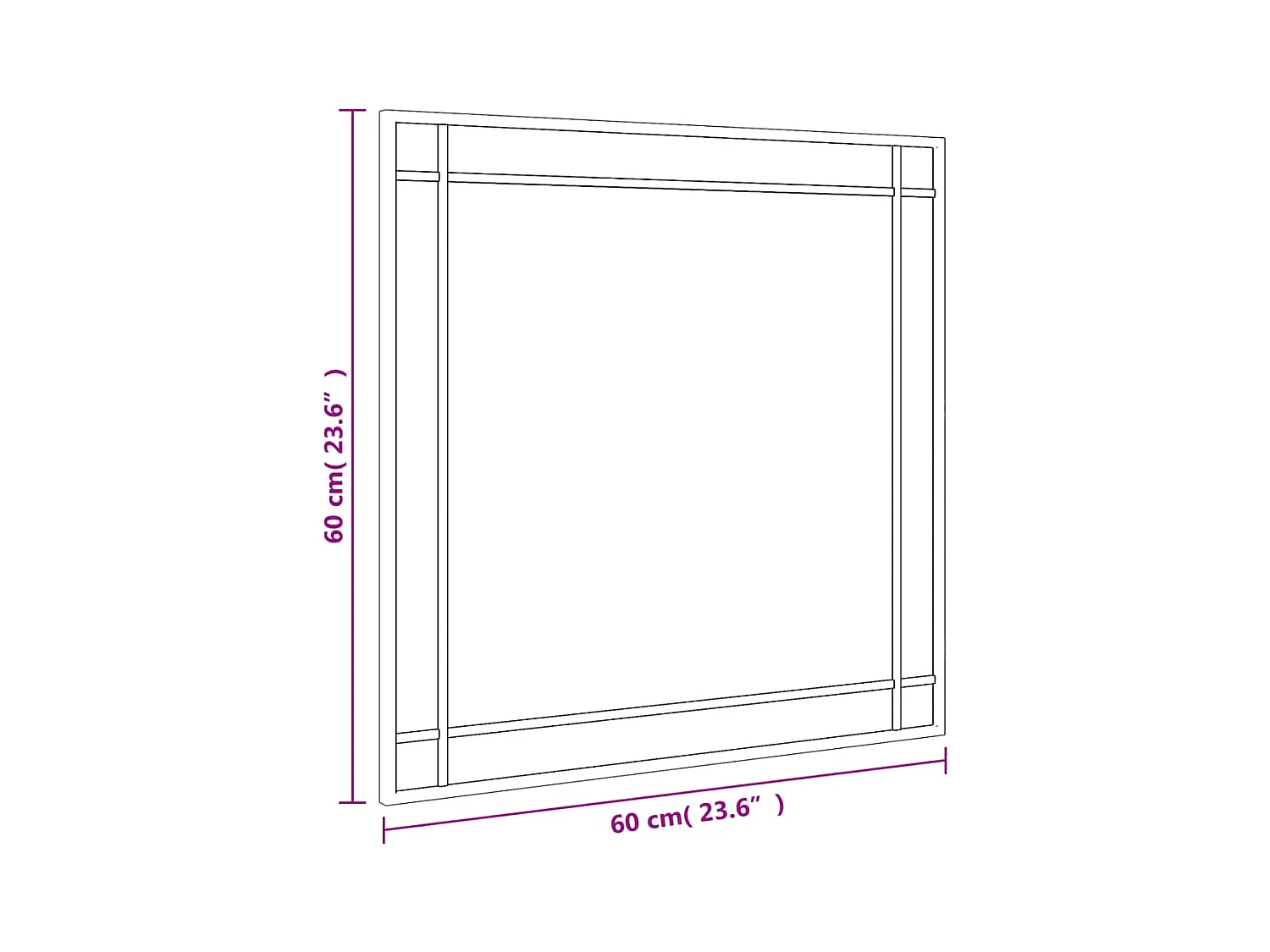 Miroir mural noir 60x60 cm carré fer